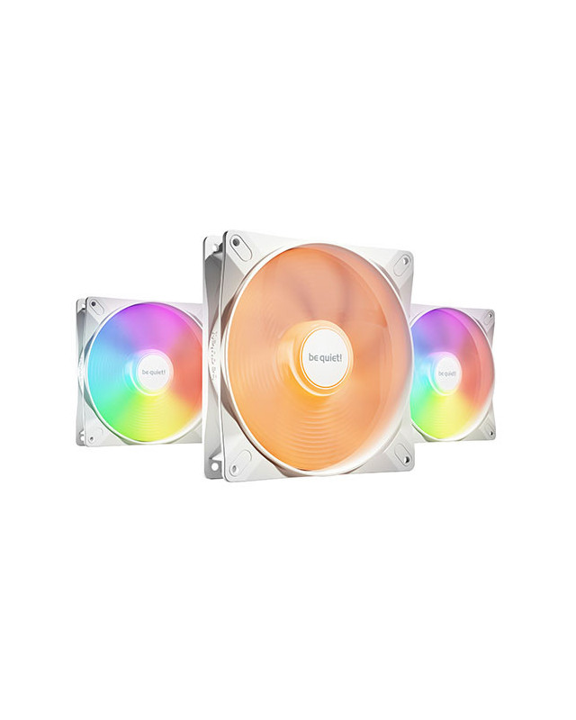 Be Quiet! (BL128) Light Wings LX 14cm PWM ARGB Case Fans (3 Pack), Rifle Bearing, Impeller w/ 16 LEDs, Daisy-Chain, Up to 1200 RPM, White