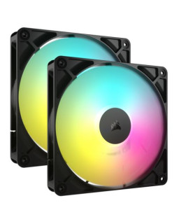 Corsair RS140 ARGB PWM 14cm Case Fans (2 Pack), Magnetic Dome Bearing, Daisy-Chain 4-Pin, 1700 RPM, AirGuide Tech, Black