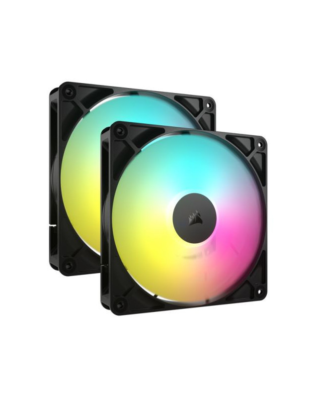 Corsair RS140 ARGB PWM 14cm Case Fans (2 Pack), Magnetic Dome Bearing, Daisy-Chain 4-Pin, 1700 RPM, AirGuide Tech, Black