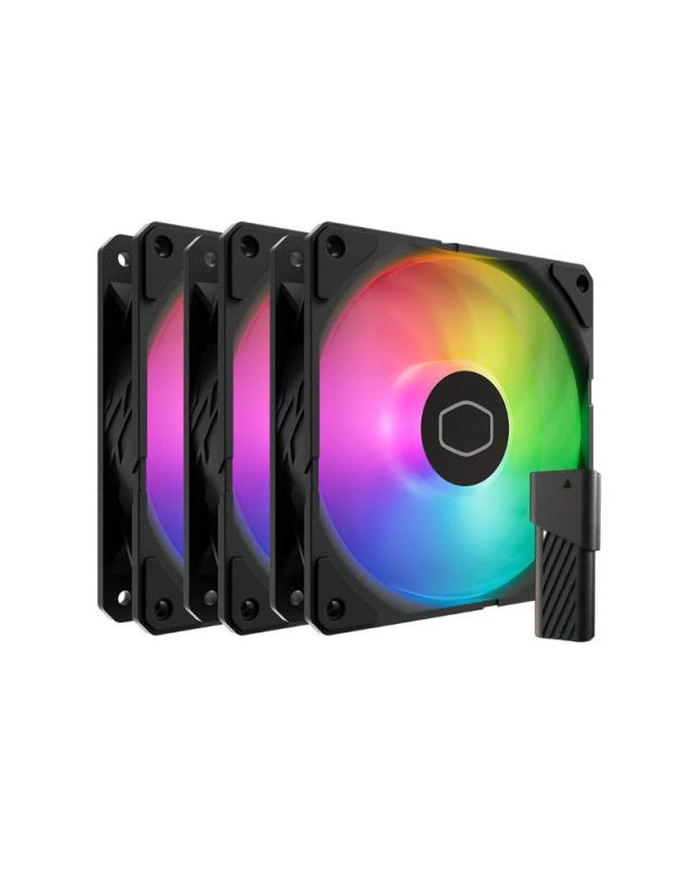Cooler Master SickleFlow Edge 120 ARGB 12cm PWM Case Fans (3 Pack), Up to 2500 RPM, Loop Dynamic Bearing, LED Controller, Black