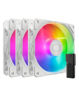 Cooler Master SickleFlow Edge 120 ARGB 12cm PWM Case Fans (3 Pack), Up to 2500 RPM, Loop Dynamic Bearing, LED Controller, White Edition