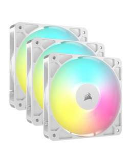 Corsair RS120 ARGB PWM 12cm Case Fans (3 Pack), Magnetic Dome Bearing, Daisy-Chain 4-Pin, 2100 RPM, AirGuide Tech, White