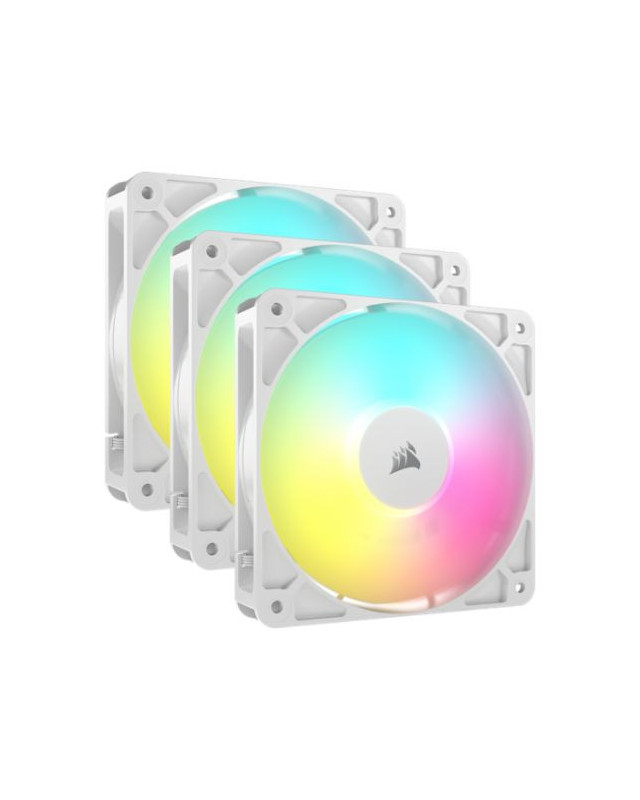 Corsair RS120 ARGB PWM 12cm Case Fans (3 Pack), Magnetic Dome Bearing, Daisy-Chain 4-Pin, 2100 RPM, AirGuide Tech, White