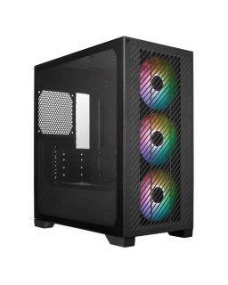 Cooler Master Elite 301 Gaming Case w/ Glass Side, Micro ATX, 3x ARGB Fans, PSU Shroud, Intake Grill, USB-C, Black