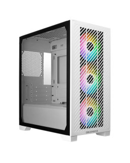 Cooler Master Elite 301 Gaming Case w/ Glass Side, Micro ATX, 3x ARGB Fans, PSU Shroud, Intake Grill, USB-C, White
