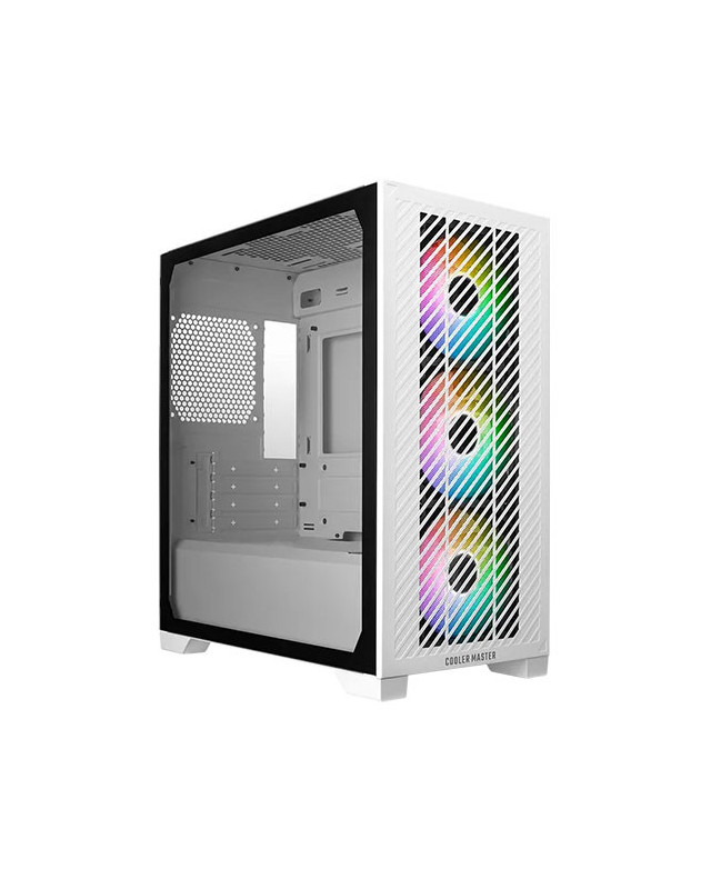 Cooler Master Elite 301 Gaming Case w/ Glass Side, Micro ATX, 3x ARGB Fans, PSU Shroud, Intake Grill, USB-C, White