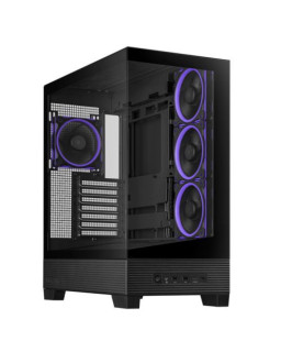 Asus A31 Plus ARGB Gaming Case w/ Front & Side Glass Windows, ATX, 4x ARGB Fans, USB-C, Angled Base, Asus BTF Compatible, Black