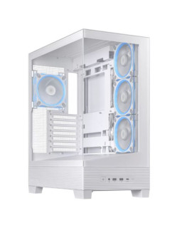 Asus A31 Plus ARGB Gaming Case w/ Front & Side Glass Windows, ATX, 4x ARGB Fans, USB-C, Angled Base, Asus BTF Compatible, White