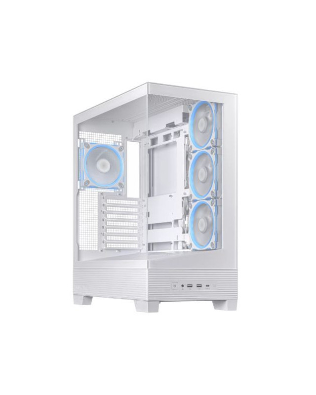 Asus A31 Plus ARGB Gaming Case w/ Front & Side Glass Windows, ATX, 4x ARGB Fans, USB-C, Angled Base, Asus BTF Compatible, White