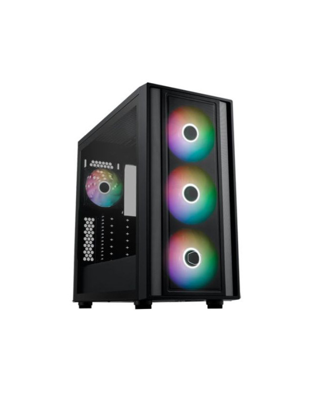 Cooler Master MasterBox 600 Gaming Case w/ Glass Side, E-ATX, 4x ARGB Fans, ARGB Fan Hub, FineMesh Front, USB-C, Asus BTF Compatible, Black