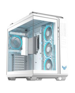 Asus TUF Gaming GT502 Horizon ARGB Case w/ Glass Front & Side, ATX, Dual Chamber, Modular Design, 4x ARGB Fans, USB-C 20Gbps, Carry Handles, White