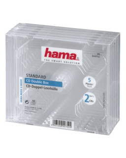Hama 5x Double CD/DVD/Blu-Ray Cases, 2 Discs per case, Transparent