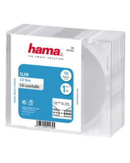 Hama CD/DVD/Blu-Ray Slim Jewel Cases x10, Transparent