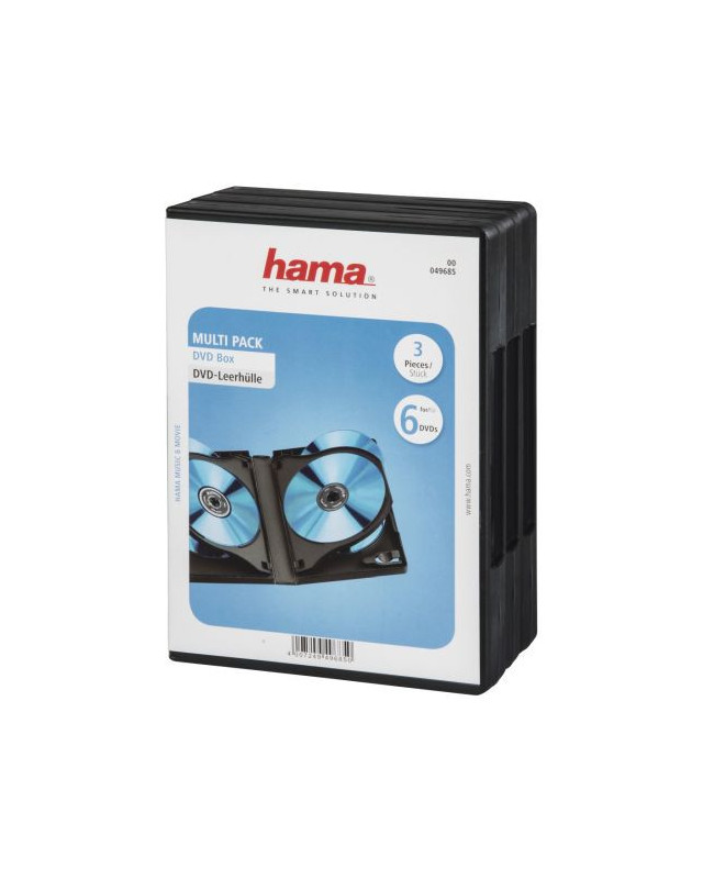 Hama 3x 6 DVD/Blu-Ray Jewel Cases, 6 Discs per case, Black