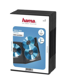 Hama 5x Triple DVD/Blu-Ray Jewel Cases, 3 Discs per case, Black