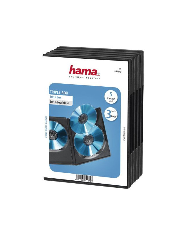 Hama 5x Triple DVD/Blu-Ray Jewel Cases, 3 Discs per case, Black