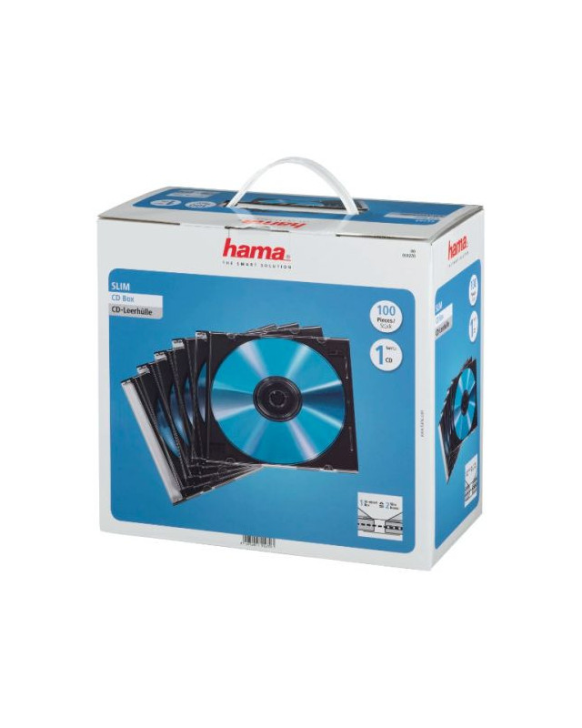 Hama CD/DVD/Blu-Ray Slim Jewel Cases x100, Transparent/Black