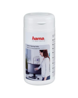 Hama Moist Screen Cleaning Cloths, Fleece, x100 in Dispenser Tub