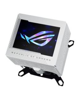Asus ROG Ryujin III WB White Edition CPU Water Block, Full-Colour 3.5" LCD Customisable Screen, Embedded VRM Fan
