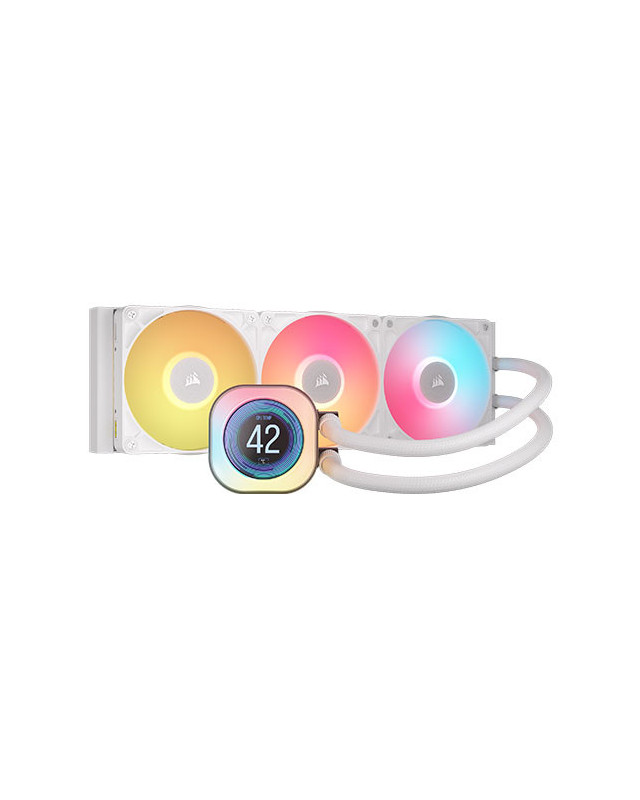 Corsair iCUE LINK TITAN 360 RX LCD RGB Liquid CPU Cooler, RX120 RGB Magnetic Dome Fans, Personalised LCD Screen, iCUE LINK Hub Included, White