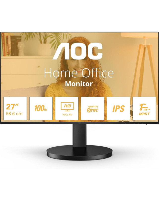 AOC 27" 3-Side Frameless Monitor (27B3HA2), 1920 x 1080, 1ms, VGA, HDMI, 100Hz, VESA
