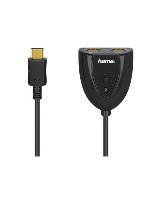 Hama 2x1 HDMI Switch, 2 Inputs, 1 Output, 1080p 60Hz, Plug and Play