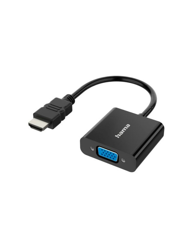 Hama HDMI Male to VGA Female Converter Cable with Audio 3.5mm Jack, 15cm, Black, *Eco-Friendly Packaging*