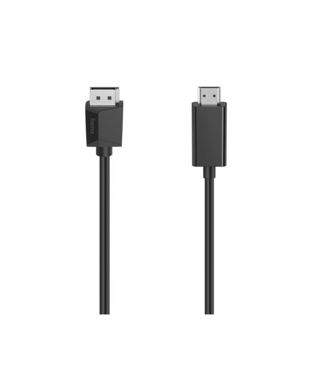 Hama DisplayPort Male to HDMI Male Converter Cable, Ultra-HD 4K, 1.5 Metre, Black
