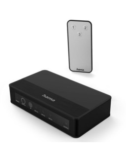 Hama 3x1 4K-HDMI Switch with Remote Control, 3 Inputs, 1 Output, Aluminium