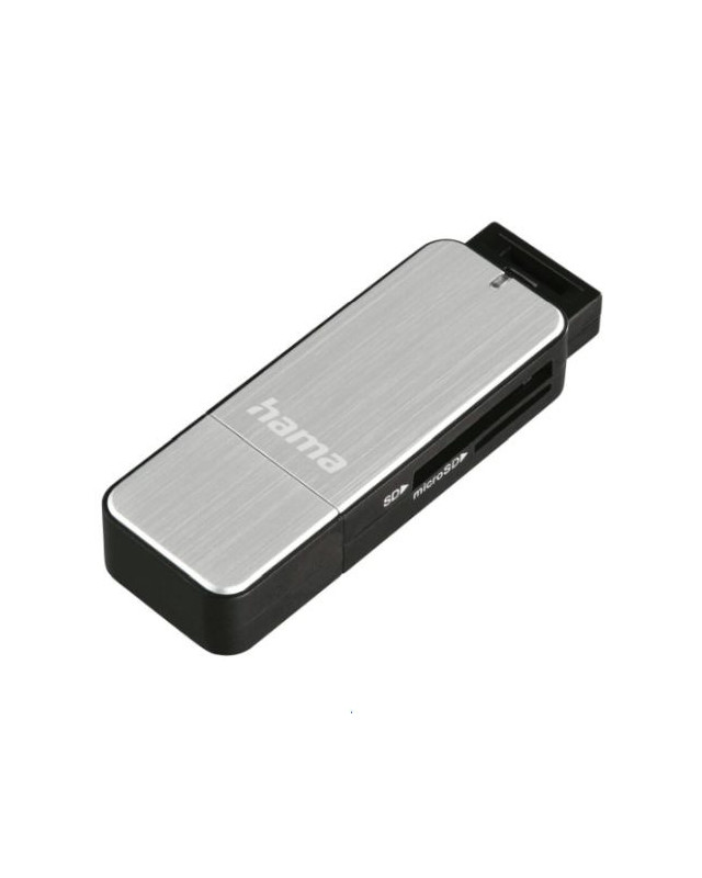 Hama External USB 3.0 Card Reader, SD/microSD, Silver, USB Powered