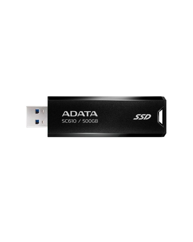 Adata SC610 500GB Pocket Size External SSD, USB 3.2 Gen2 Type-A, Capless Retractable Design, Key Ring