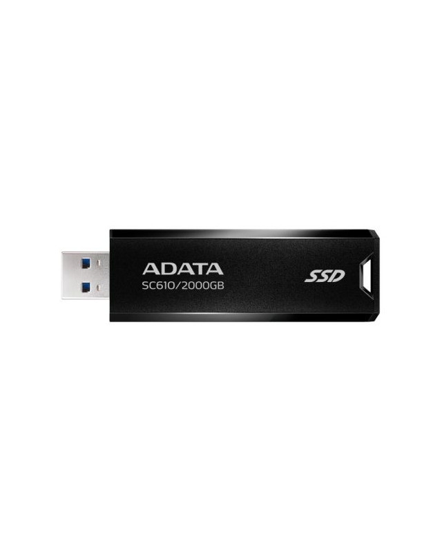 Adata SC610 2TB Pocket Size External SSD, USB 3.2 Gen2 Type-A, Capless Retractable Design, Key Ring