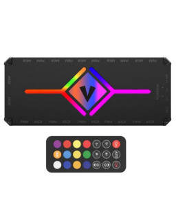Vida 10-Port PWM ARGB Fan Hub with Remote Control, SATA Powered