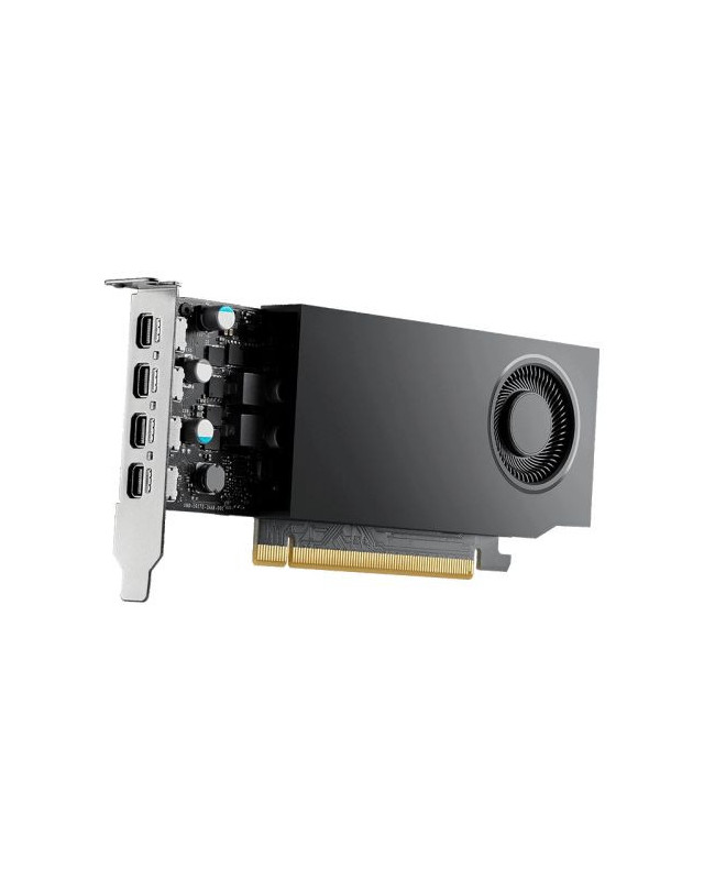 PNY RTXA400 Professional Graphics Card, 4GB DDR6, 4 miniDP 1.4 (4x DP adapters), 768 CUDA Cores, Low Profile (Bracket Included), Retail