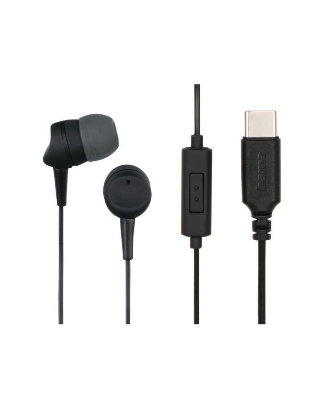 Hama (Sea II) In-Ear Earset, USB-C, Inline Microphone, Answer Button, Cable Kink Protection