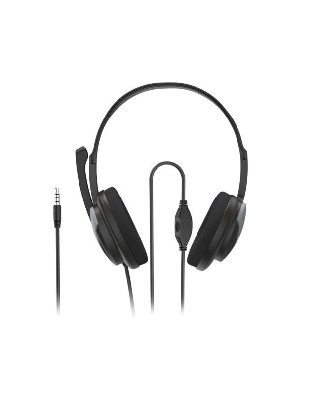 Hama (HS-P100 V2) Ultra-lightweight Headset, 3.5mm Jack, Y-adapter, Padded Ear Pads, Inline Controls