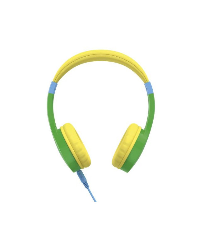 Hama (Kids Guard) Childrens Headset, Volume Limiter, Microphone, Flexible Headband, Inline Controls, Green/Yellow