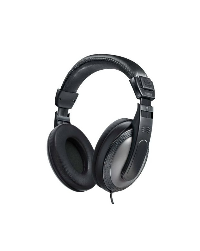 Hama (Shell) Headphones, 3.5mm Jack (6.35mm Adapter), 40mm Drivers, 2m Cable, Padded Headband, Black/Dark Grey