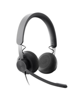 Logitech Zone Wired MSFT Headset, USB-C (USB-A Adapter), 40mm Drivers, Flip-to-Mute Noise-Canceling Mic, In-line Controls