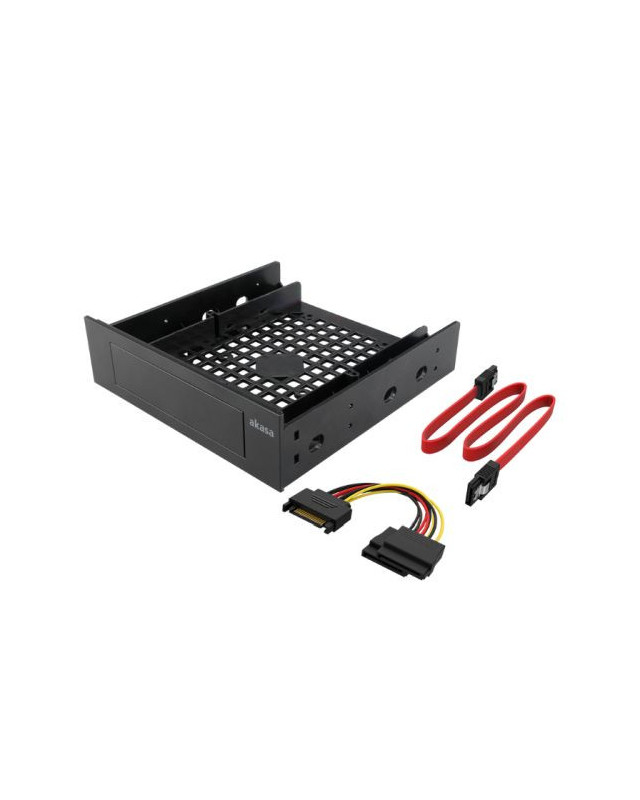 Akasa Internal 3.5"/2.5" Device Adapter with SATA Cables, Frame to Fit 3.5" or 2.5" Device/SSD/HDD into a 5.25" Bay