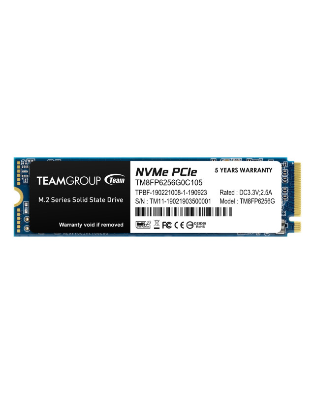 Team 256GB MP33 M.2 NVMe Gen3 SSD, M.2 2280, PCIe3, R/W 1600/1000 MB/s
