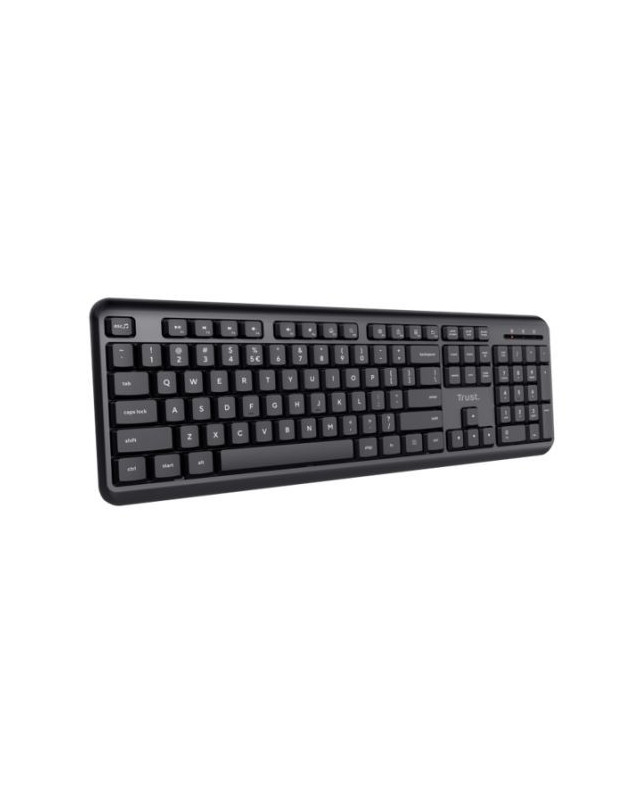 Trust TK-350 Wireless Membrane Keyboard, Spill-Proof, Silent Keys, Media Keys, Black