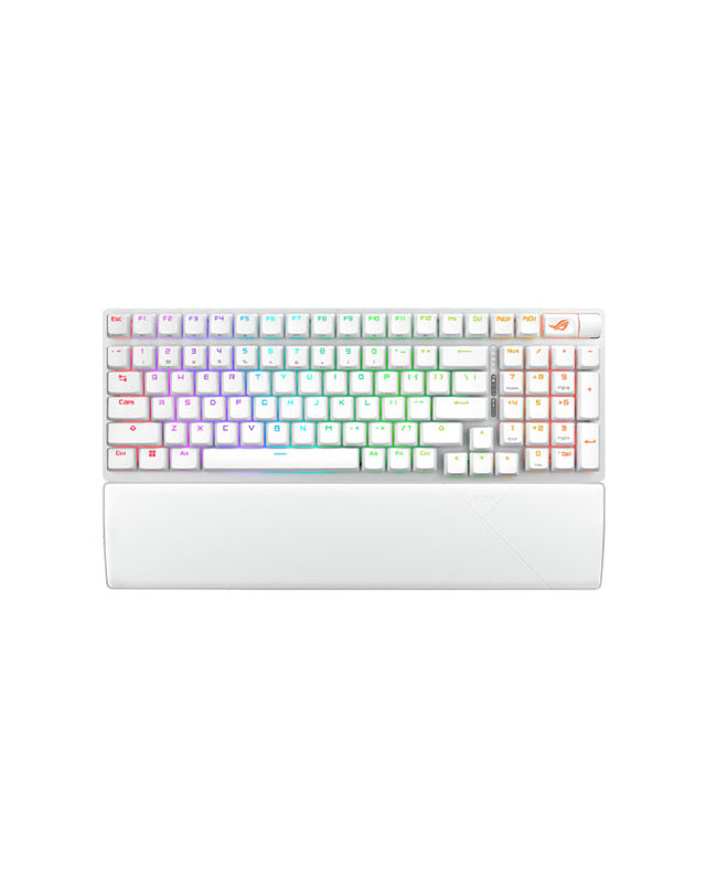 Asus ROG STRIX SCOPE II 96 Wireless Mechanical RGB Gaming Keyboard, 96% Layout, Streamer Hotkeys, Multifunction Controls, Sound-Dampening, White