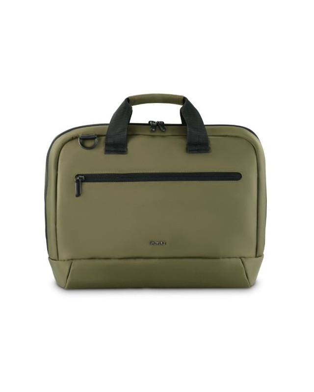 Hama Ultra Lightweight Laptop Bag, Up to 14.1", Padded Compartment, Front Pocket, Trolley Strap, Water-Repellent, Eco-Friendly, Olive Green
