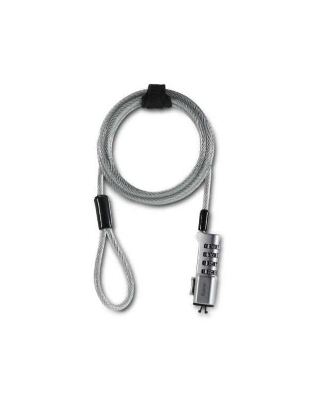 Hama Nano Laptop Lock, 4-digit Combination Lock, Carbon Steel, Silver