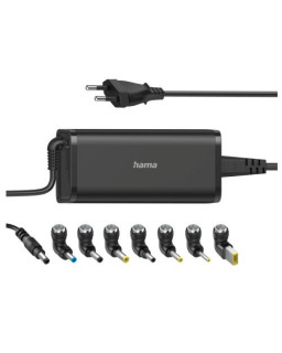 Hama Universal 90W EU Travel Notebook PSU, 15-19V, 8 Adapters, Hook & Cable Tie, *Euro Plug*