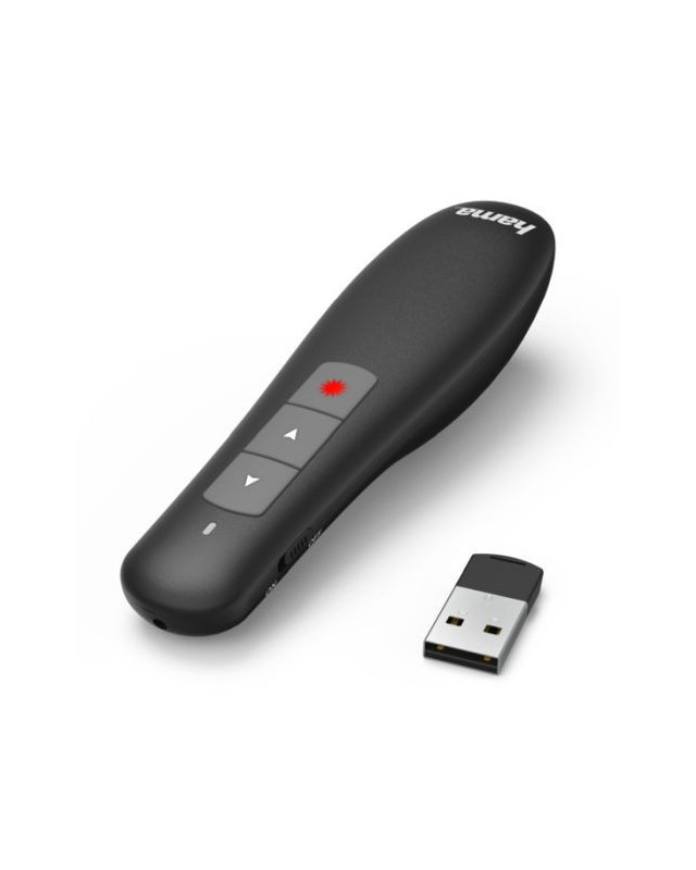 Hama X-Pointer Wireless Laser Presenter, 2.4GHz, USB Receiver, 12m Range, Volume Control, Scroll through Office Applications