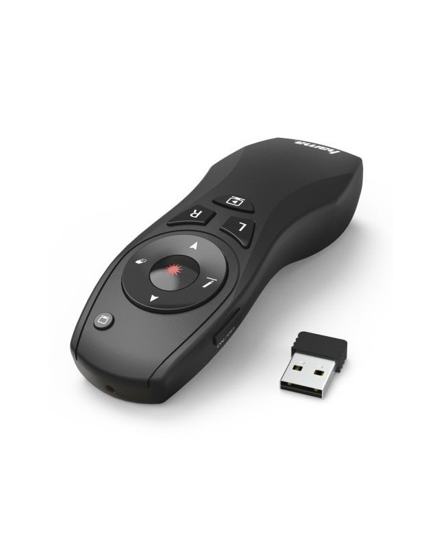 Hama X-Pointer 6-in-1 Wireless Laser Presenter, Laser Pointer, Air Mouse, Full/Black Screen, Volume, PowerPoint, Digital Ink, 15m Range