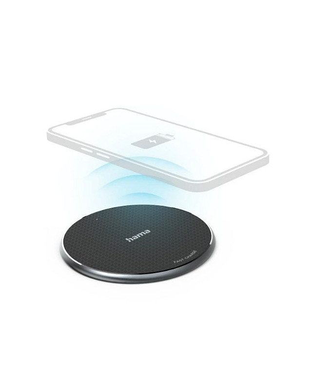 Hama QI-FC10 Wireless Charger, 10W, USB-C, Wireless Smartphone Charging Pad, Black