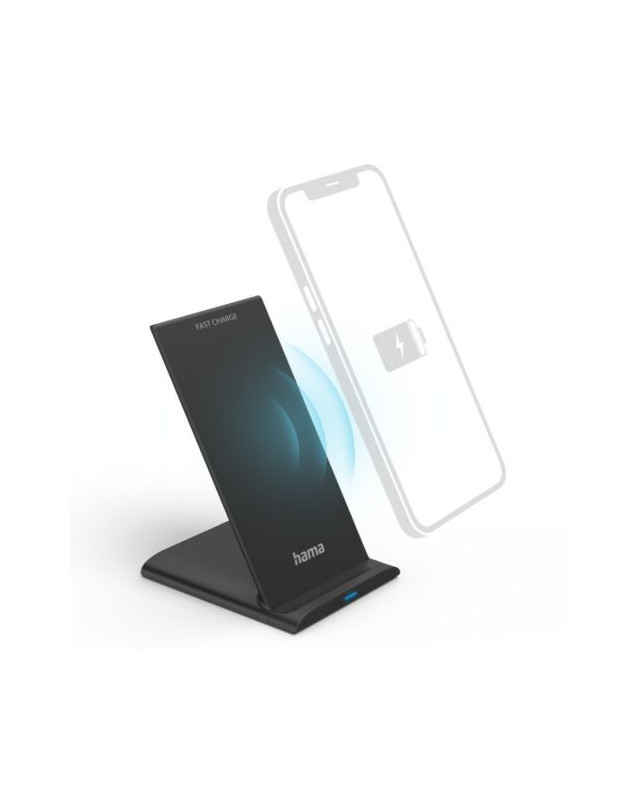 Hama QI-FC10S Wireless Charger, 10W, USB-C, Wireless Smartphone Charging Pad, Black